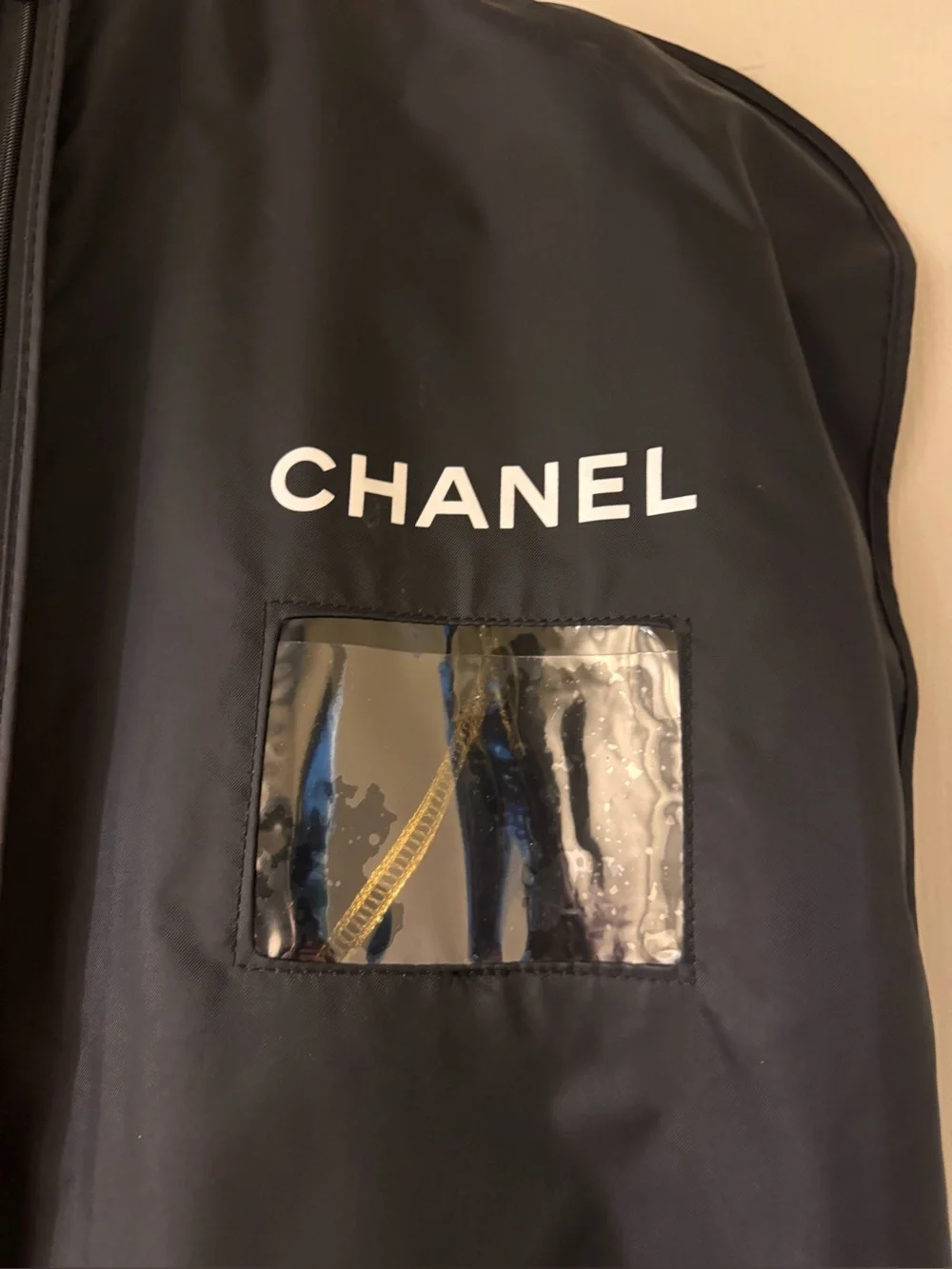 CHANEL Black Logo Garment Bag with ID Window